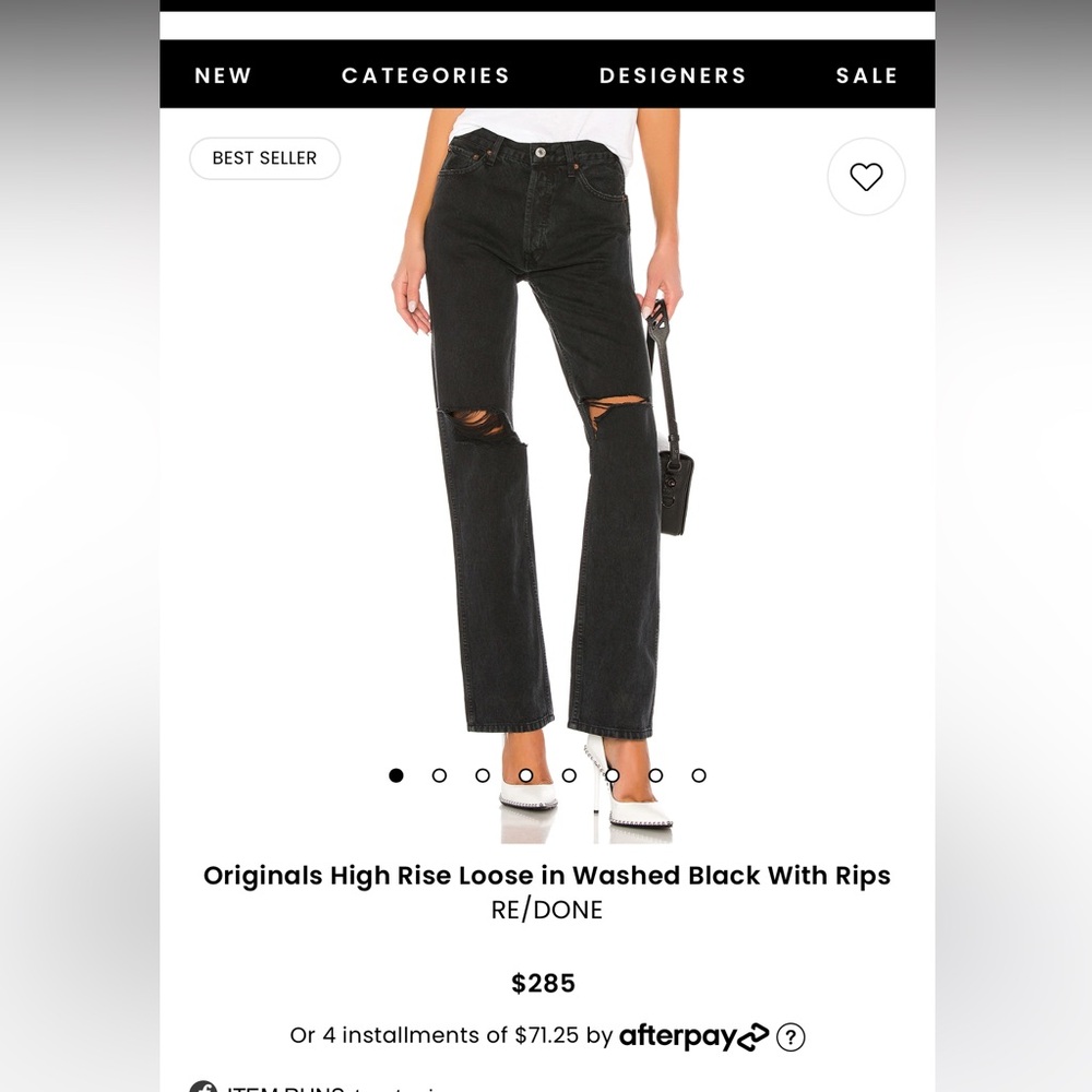 Re/done Faded Black Destroyed Jeans